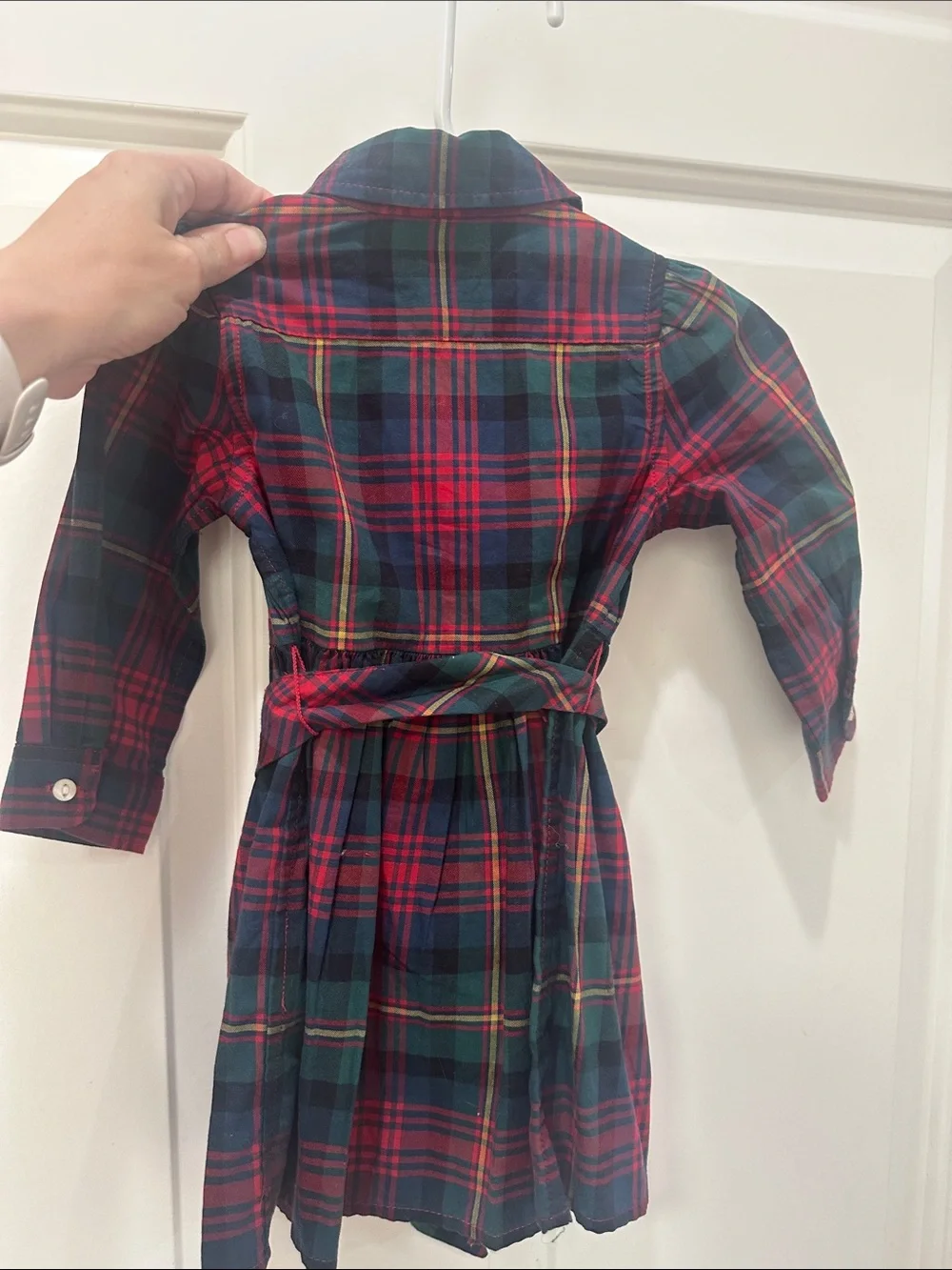 Ralph Lauren size 9 months Red and Green Plaid Button-Front Dress with Tie Waist